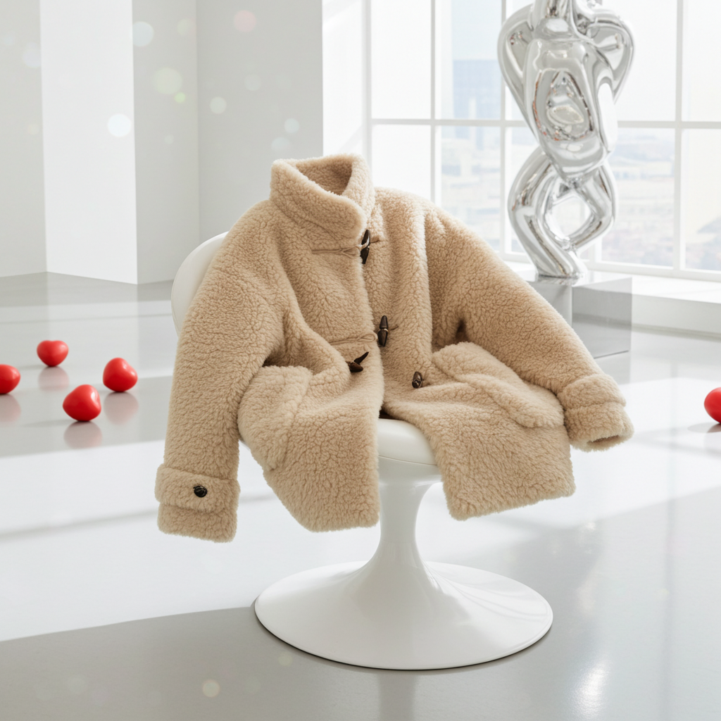 معطف شتوي دافئ للنساء مزين بالفرو الصناعي ,أنيق وراقي