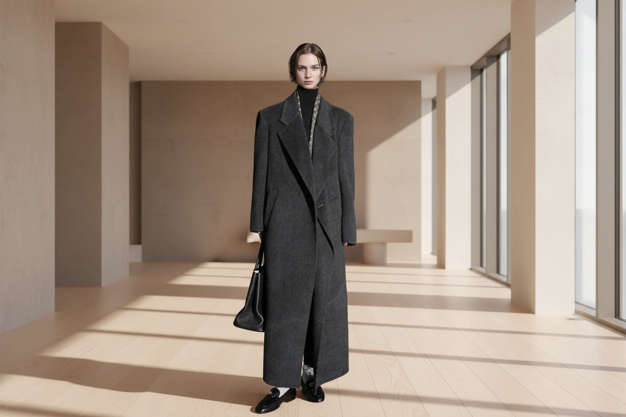 معطف شتوي طويل من الصوف للنساء – أناقة عصرية