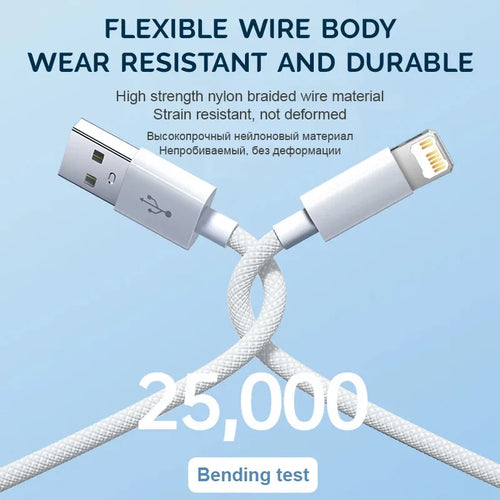 30W Fast Charging USB Cable For iPhone 14 13 12 11 Pro Max 8 7 6 Plus XS X XR Type C Data Line 2M Quick Charge Phone Accessories