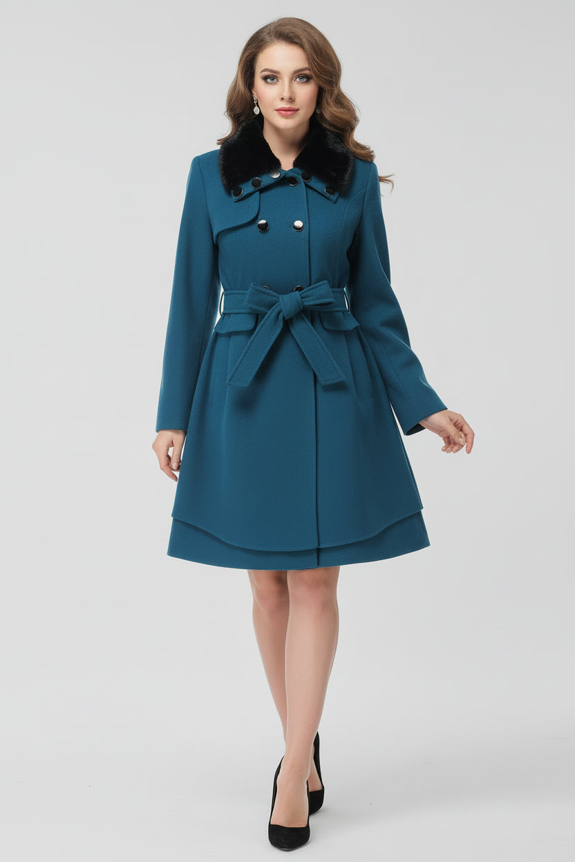 معطف شتوي طويل للنساء - دافئ وأنيق بتصميم إنجليزي