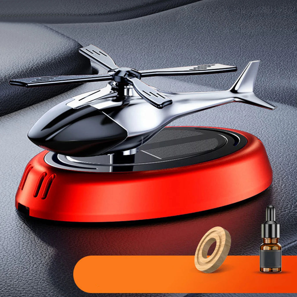 Solar Helicopter Car Air Freshener with Rotating Decor Car Fragrance Mute,Auto Aroma Diffuser for Interior/Office Gift Alloy+ABS
