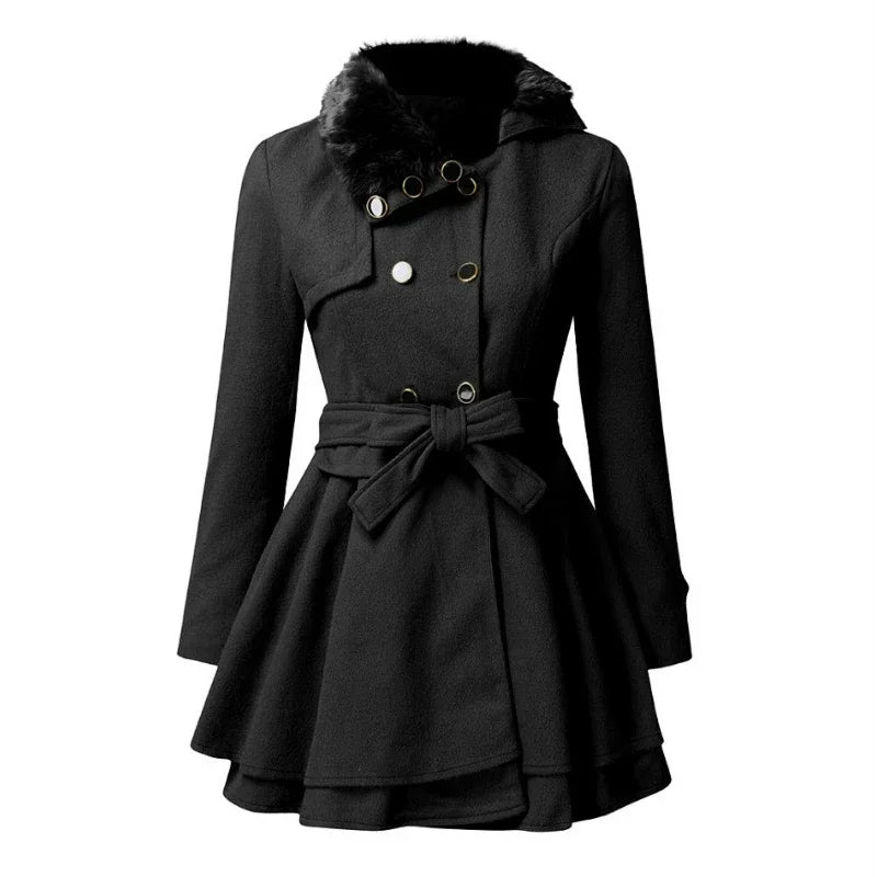 معطف شتوي طويل للنساء - دافئ وأنيق بتصميم إنجليزي