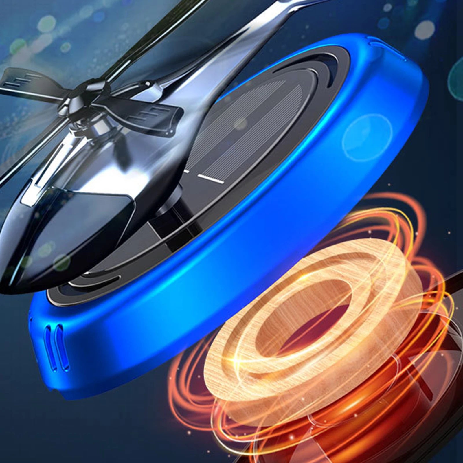 Solar Helicopter Car Air Freshener with Rotating Decor Car Fragrance Mute,Auto Aroma Diffuser for Interior/Office Gift Alloy+ABS