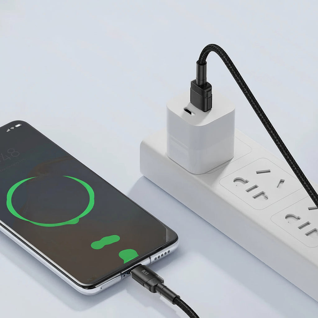 كابل شحن ونقل بيانات USB-C سريع  بقوة 100 واط و6 أمبير، متوافق مع هواتف هواوي، وهونر، وون بلس، وريلمي، وشاومي، وسامسونج.