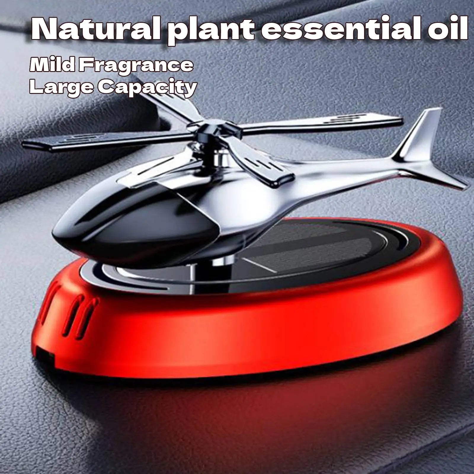 Solar Helicopter Car Air Freshener with Rotating Decor Car Fragrance Mute,Auto Aroma Diffuser for Interior/Office Gift Alloy+ABS