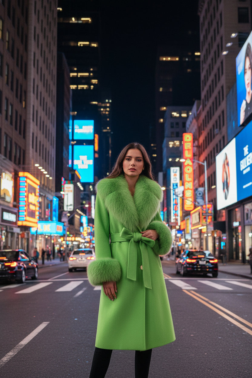 هذا المعطف الصوفي الطويل المصنوع من فرو الثعلب يبرز قوامك ويضفي لمسة أنيقة على إطلالتك الشتوية