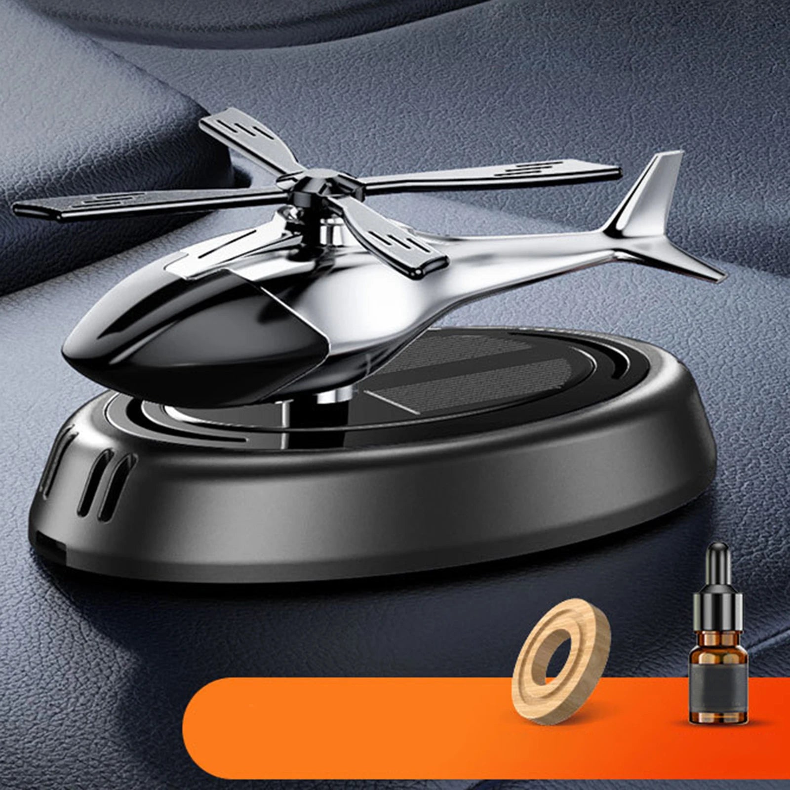 Solar Helicopter Car Air Freshener with Rotating Decor Car Fragrance Mute,Auto Aroma Diffuser for Interior/Office Gift Alloy+ABS