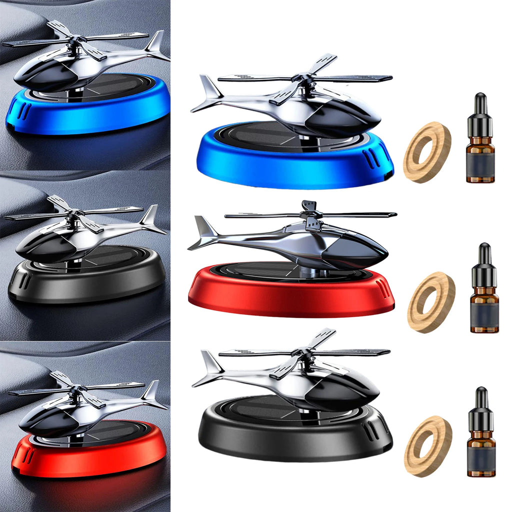 Solar Helicopter Car Air Freshener with Rotating Decor Car Fragrance Mute,Auto Aroma Diffuser for Interior/Office Gift Alloy+ABS
