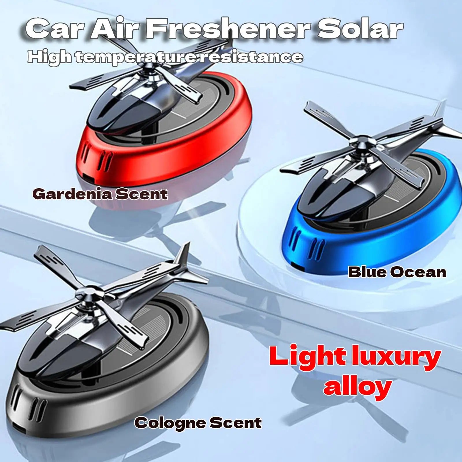 Solar Helicopter Car Air Freshener with Rotating Decor Car Fragrance Mute,Auto Aroma Diffuser for Interior/Office Gift Alloy+ABS